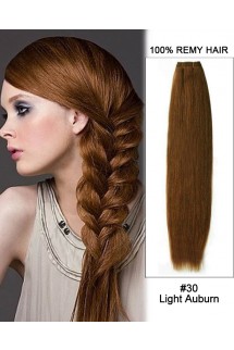 18” #30 Light Auburn Straight Weave 100% Remy Hair Weft Human Hair Extensions 18” #30 Light Auburn Straight Weave 100% Remy Hair Weft Human Hair Extensions
